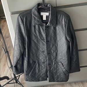 Room Essentials Black Quilted Leather Jacket